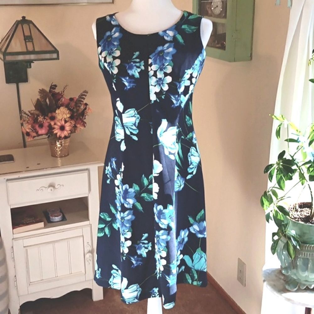 EnFocus Studio Scuba Knit Floral Dress Mermaidcore